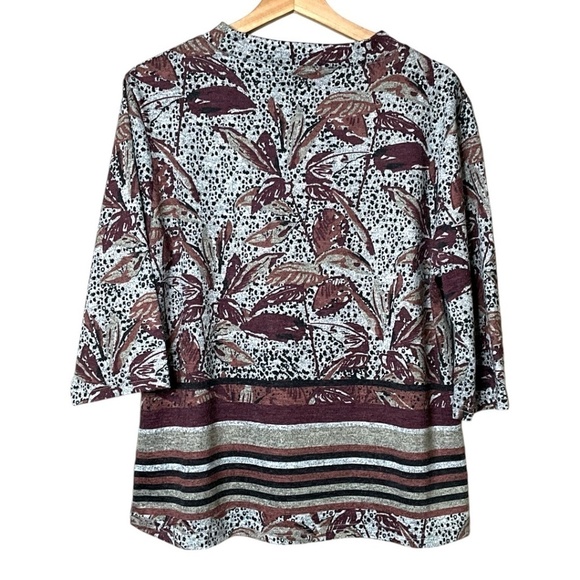 PAPA VANCOUVER Half Sleeve Crew Neck Knit Sweater Burgundy / Beige / Brown XXL - Picture 3 of 7